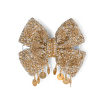 Load image into Gallery viewer, Handmade Golden Embellished Hair Bow for Girls &amp; Women
