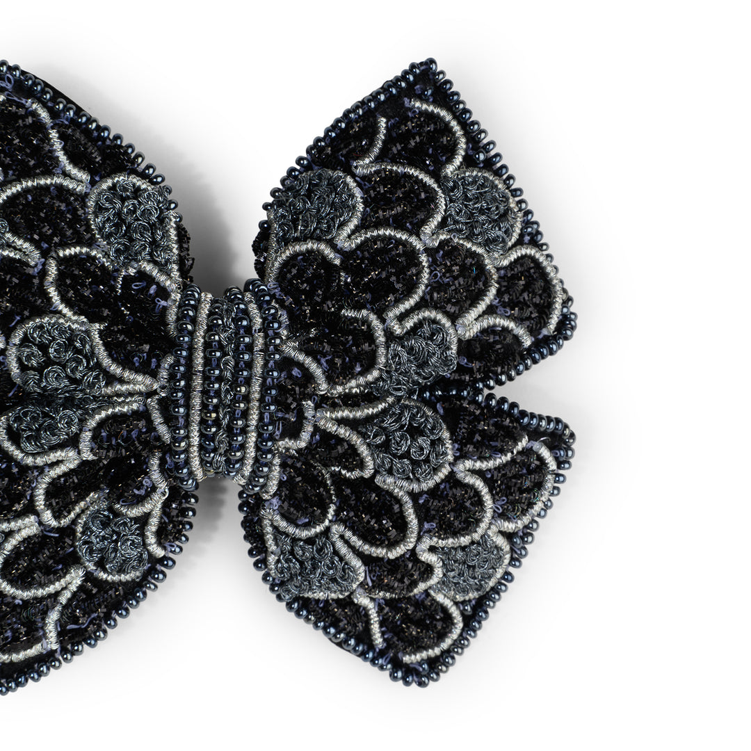 Handmade Black Embellished Hair Bow for Girls & Women