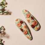 Load image into Gallery viewer, Hair Tic Tac Pins with Floral Embroidery - Garden Theme
