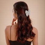 Load image into Gallery viewer, Handmade Silver Embellished Hair Bow for Girls &amp; Women
