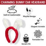 Load image into Gallery viewer, Bunny Ears Headband Red &amp; White with Pearls 1 Pcs
