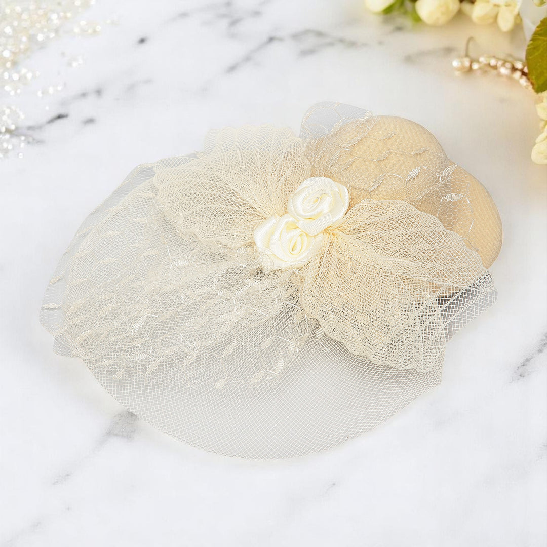 Radhu & Kabby Fascinator Hat for Girls/Women | Set of 1 Lemon Hat with Polka Dot Veil, Mesh Bow | Two Alligator Clips for Grip