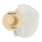 Load image into Gallery viewer, Radhu &amp; Kabby Fascinator Hat for Girls/Women | Set of 1 Lemon Hat with Polka Dot Veil, Mesh Bow | Two Alligator Clips for Grip