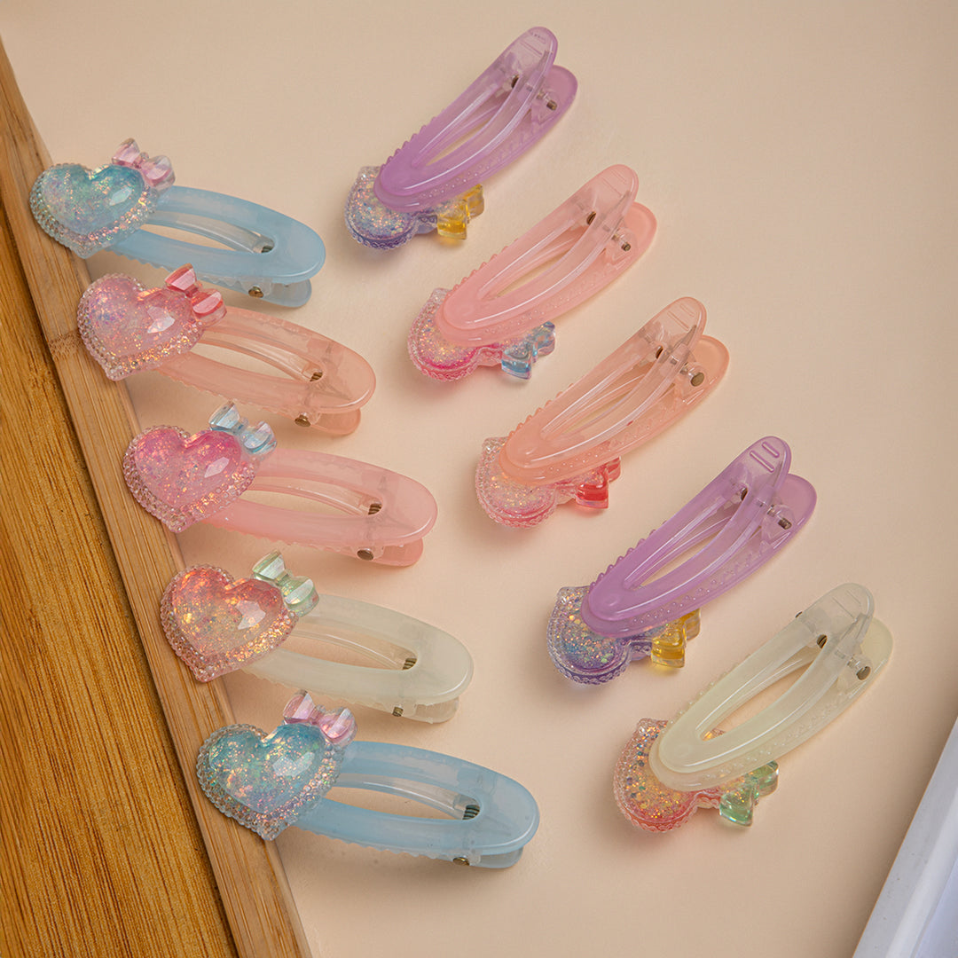 Hair Clips Set For Girls with Alligator Pins in Pastel Purple & Light Green Shades Pack of 4