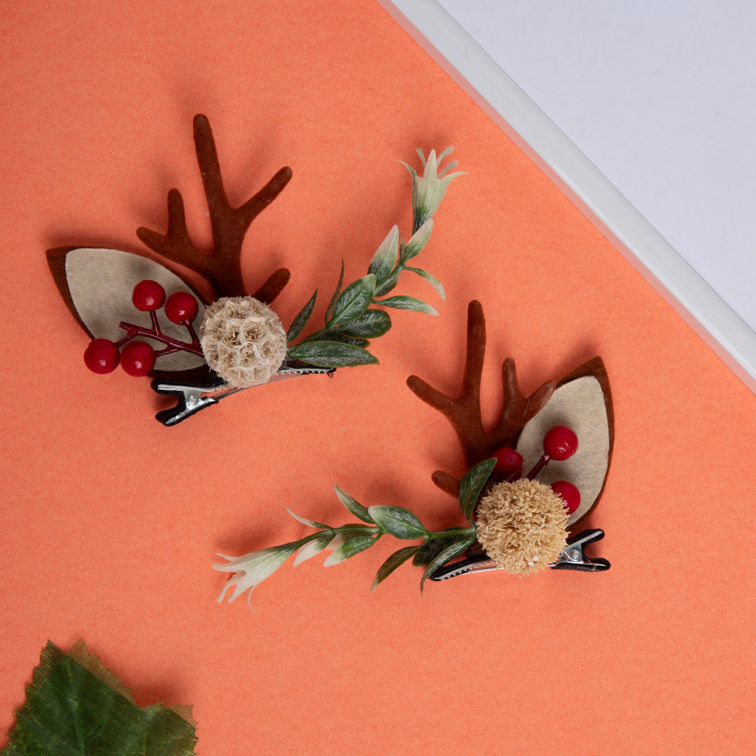 Christmas Reindeer Antler Hair Clips for Girls 1 Pair