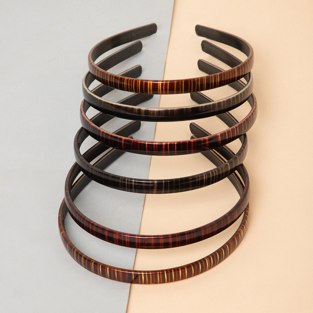 Radhu & Kabby Hairbands for Women | Classic Tortoise Shell Design Headbands | Fancy Hair Accessories | Fits All Age Group | Pack of 6