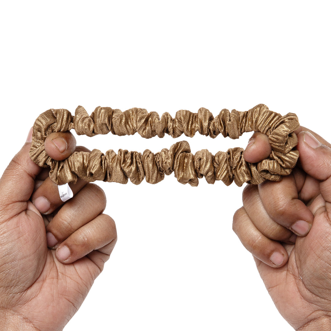 Radhu & Kabby Metallic Scrunchies for Women – Pack of 6 Glitter Hair Ties