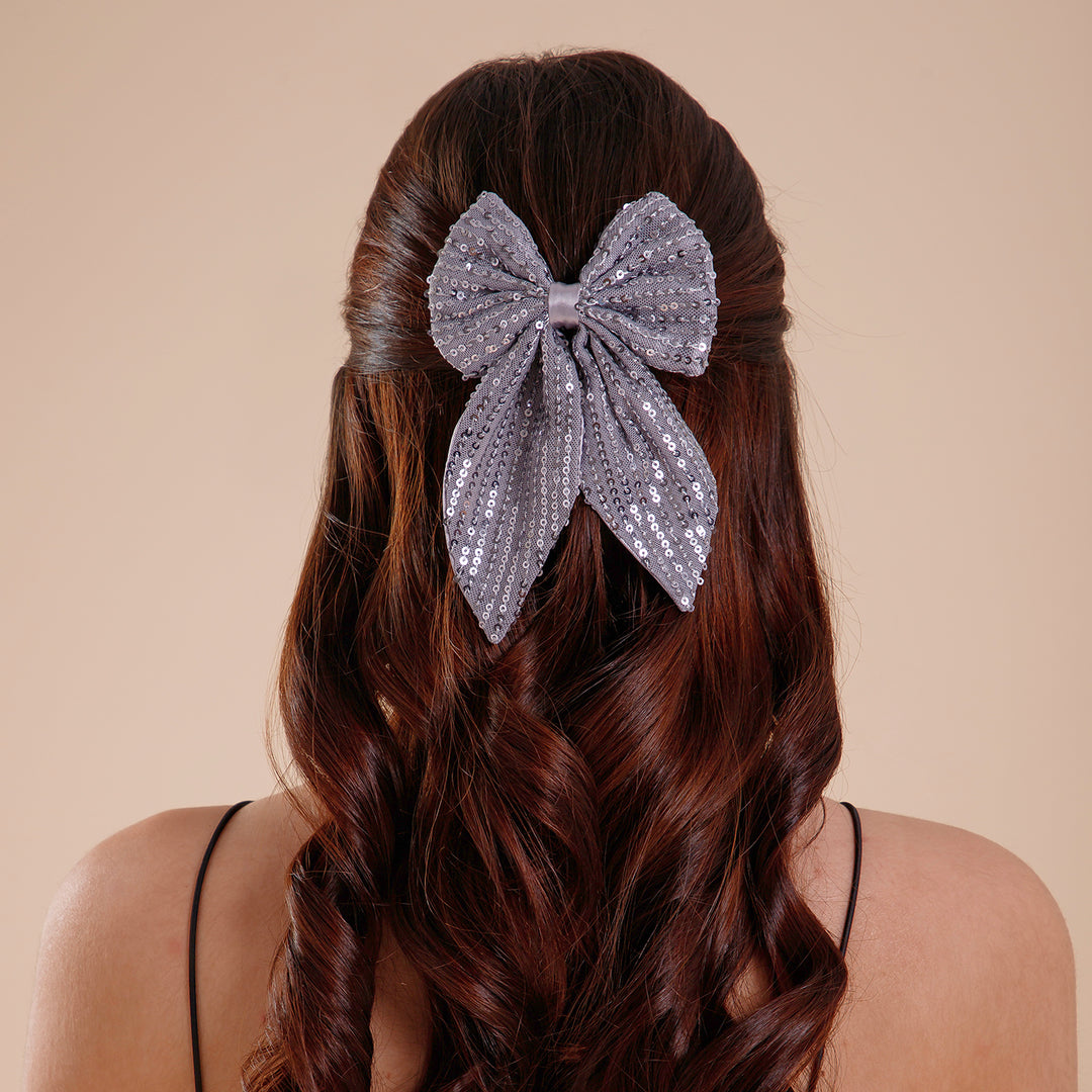 Trendy Hair Bow for Women/Girls Silver Colour 1 Pcs