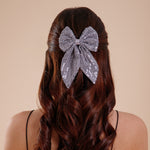 Load image into Gallery viewer, Trendy Hair Bow for Women/Girls Silver Colour 1 Pcs
