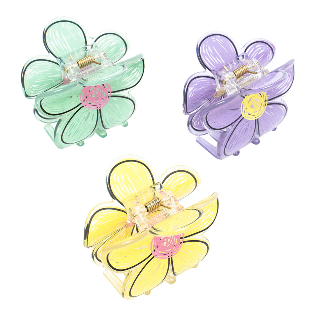 Floral Hair Clutchers | Looks Lovely on Thick, Curly Hair | Set of 3