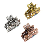 Load image into Gallery viewer, Metal Hair Clutchers – Gold, Rose Gold &amp; Silver with Crystals Set of 3
