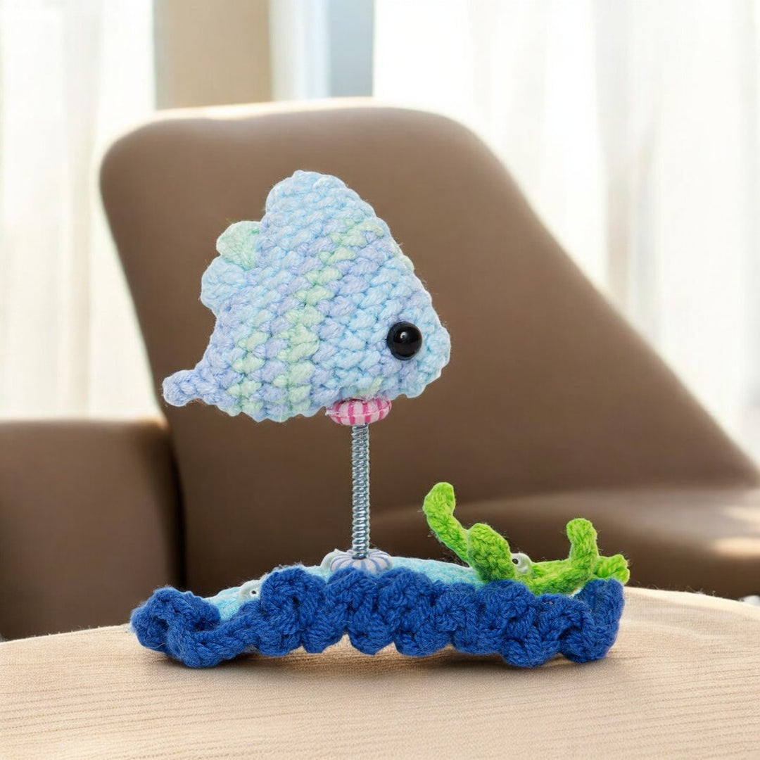 Radhu & Kabby Crochet Hair Clip | Handmade Fish with Ocean-Themed Tic-Tac Clip for Kids/Girls