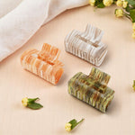 Load image into Gallery viewer, Radhu &amp; Kabby Large Marble Finish Hair Clutcher Clips | Set of 3 Rectangle Claws in Multicolor Tones | Strong Grip for Thick Hair | Stylish Daily Hair Accessories