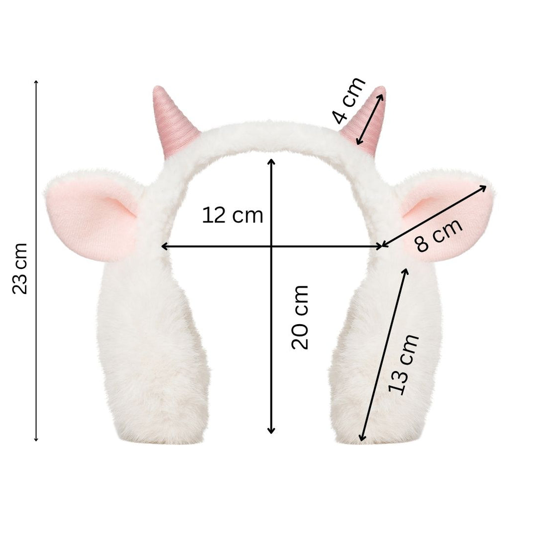 Radhu & Kabby Adorable Pink Horn Plush Earmuffs | Cozy, Soft & Warm Winter Ear Warmer