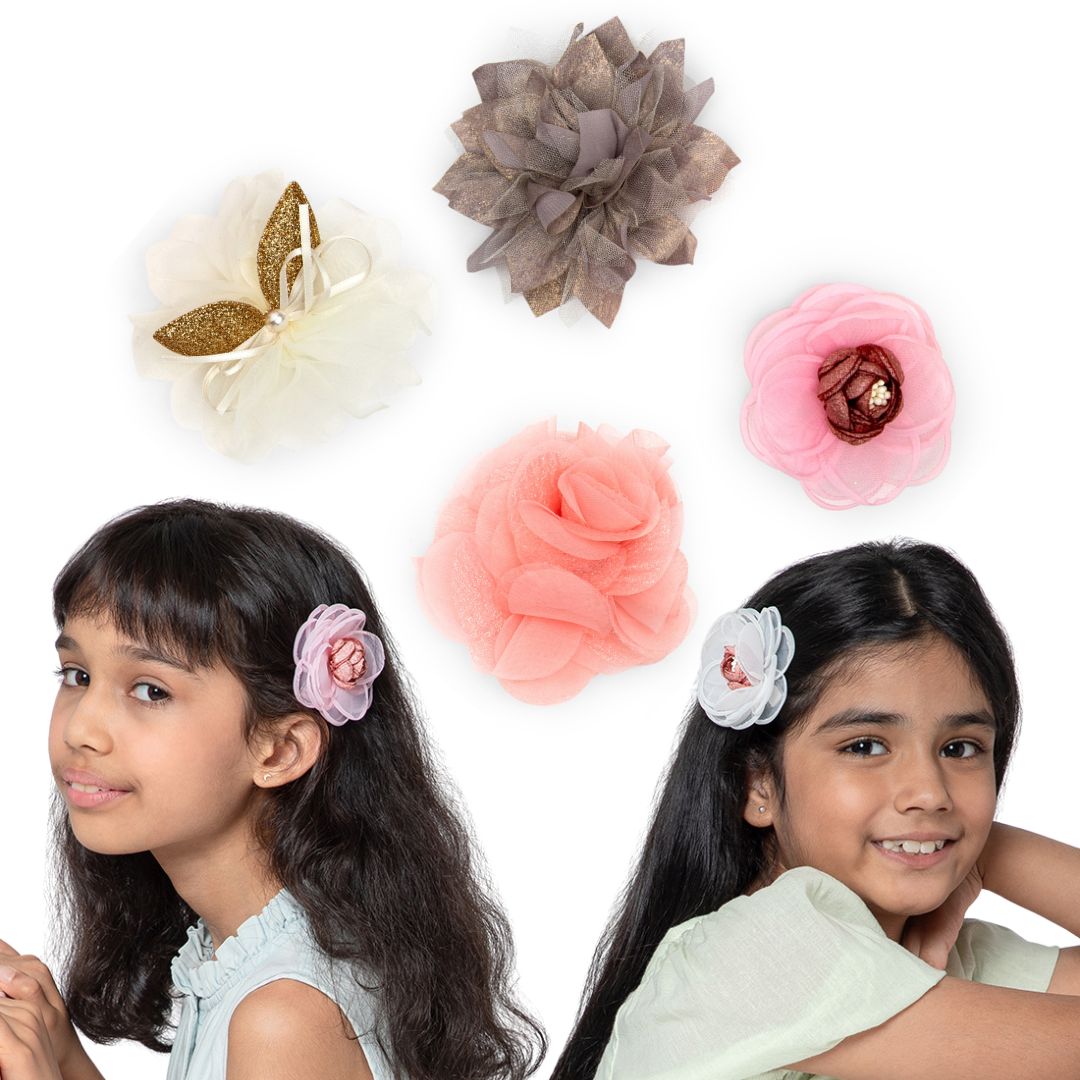 Flower Hair Bow Clips Hairpins for Everyday Wear Set of 4