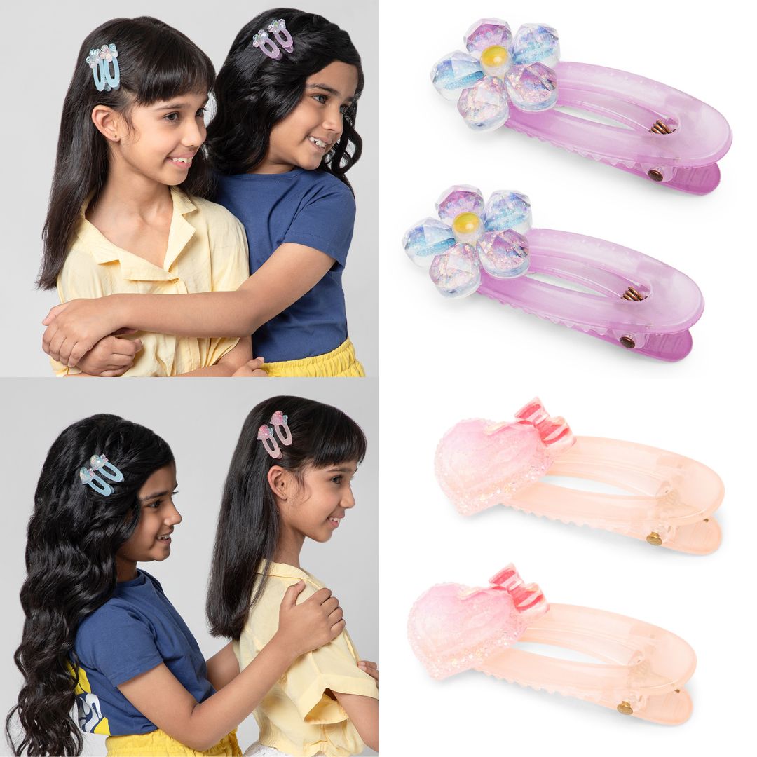 Hair Clips for Girls Pastel Purple & Pink Alligator Hair Pins Set of 4