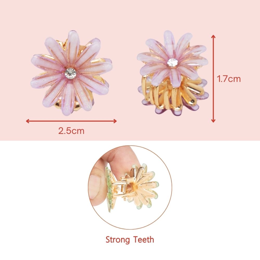 Radhu & Kabby Mini Clutchers for Girls/Women | Set of 6-Piece Flower Mini Claw Clips | Hair Clips with Multicolor Floral Design