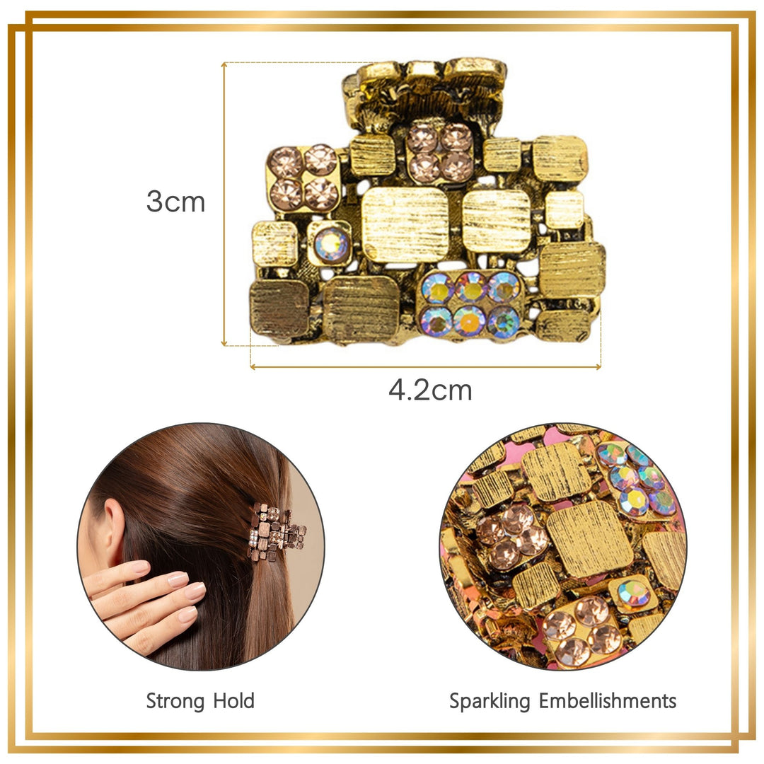 Metal Hair Clutchers – Gold, Rose Gold & Silver with Crystals Set of 3