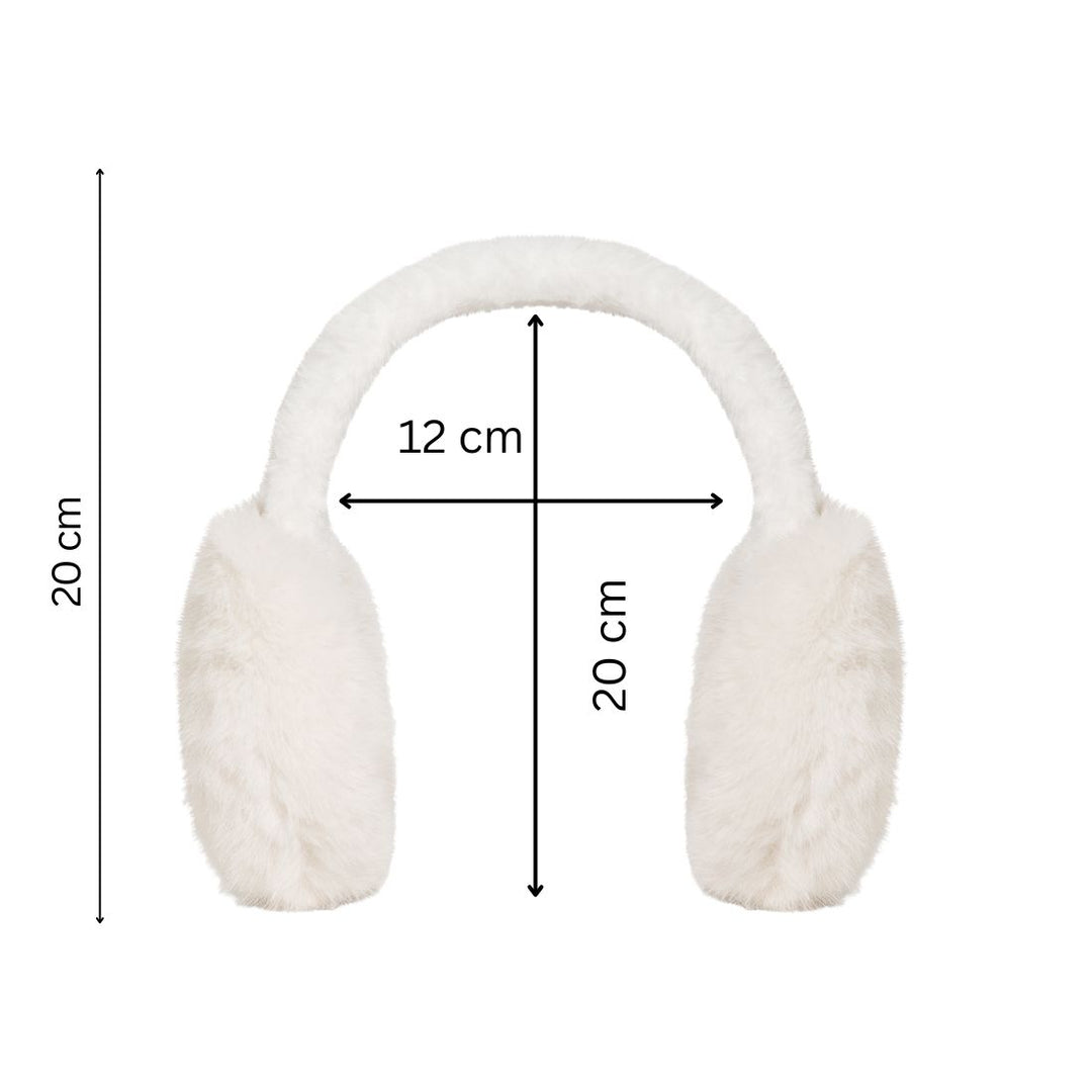 Radhu & Kabby Cozy Plush Earmuffs Set | White & Pink Soft Faux Fur Ear Warmers | Pack of 2