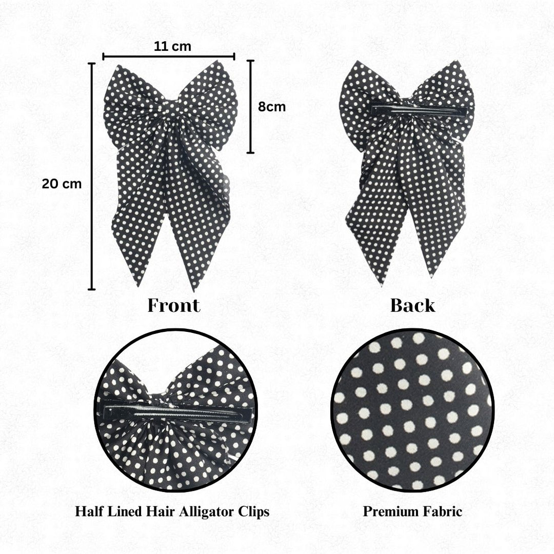 Polka Dot Black Bow Handmade Hair Accessory Set of 1