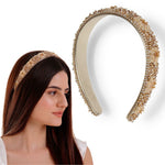 Load image into Gallery viewer, Golden Beaded Handmade Hairband