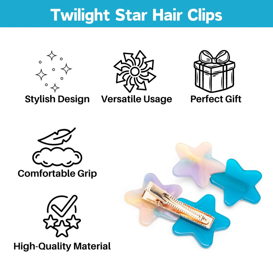 Blue Star Alligator Hair Clips Hairpins - Playful Kids 1 Pair