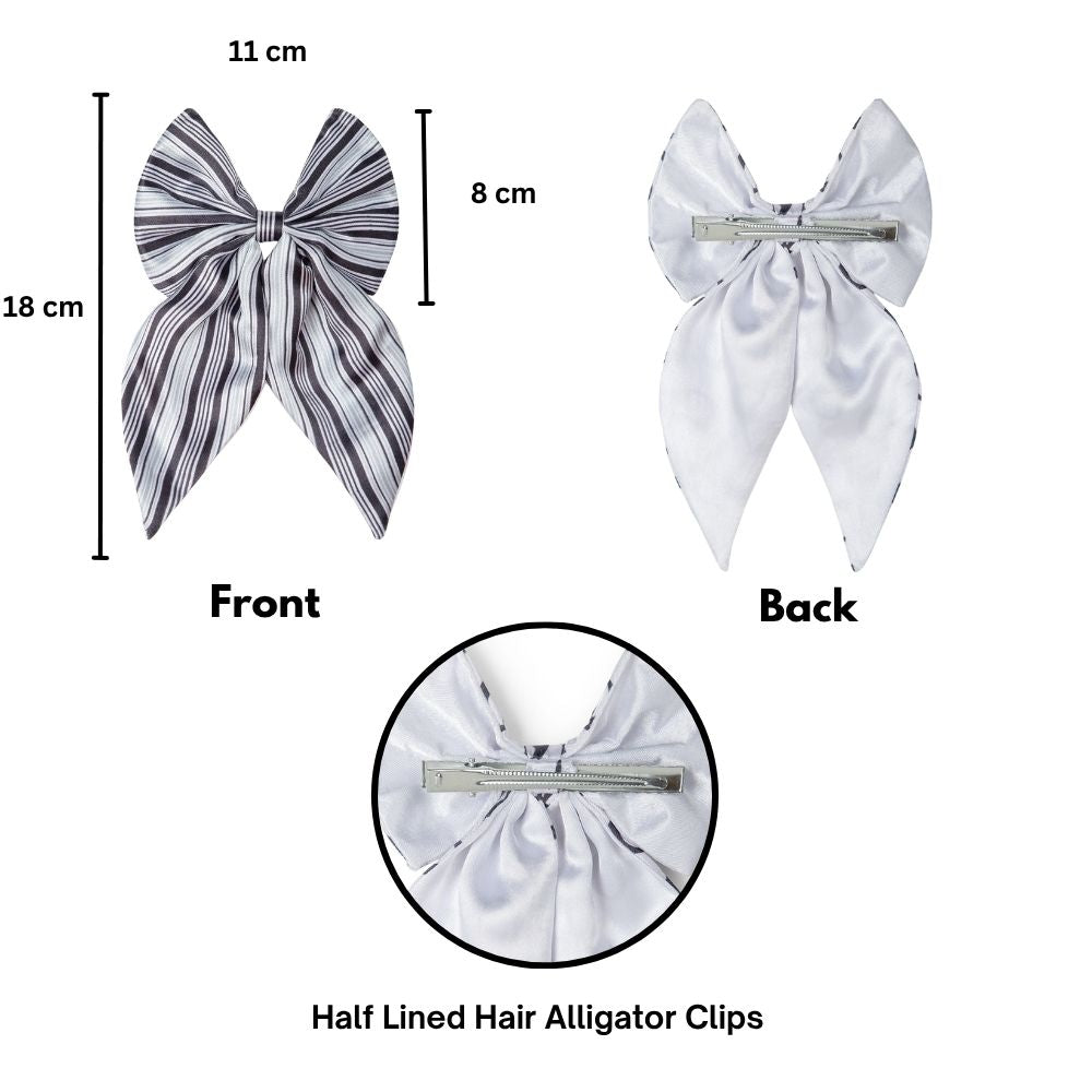 Handmade Satin Hair Bow Classic Black & White Pack of 2