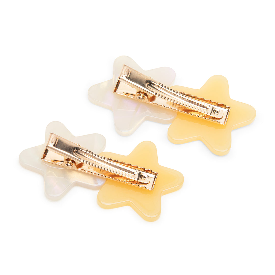 Star Alligator Hair Clips Hairpins - Yellow & White Set of 2