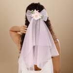 Load image into Gallery viewer, Hair Bow with Veil Pink Floral Accessory 1 Pcs