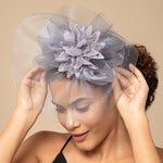 Load image into Gallery viewer, Radhu &amp; Kabby Floral Fascinator Hat for Girls/Women | Set of 1 Stylish Brown Hat with Alligator Clips &amp; Headband