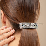 Load image into Gallery viewer, Silver Hair Barrette with Crystal Accents One Piece
