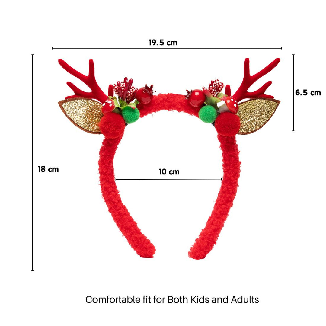 Christmas Reindeer Antler Hairband With Golden Ears 1 Piece