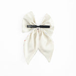 Load image into Gallery viewer, White Satin Hair Bow Clip with Confetti Print Set of 1
