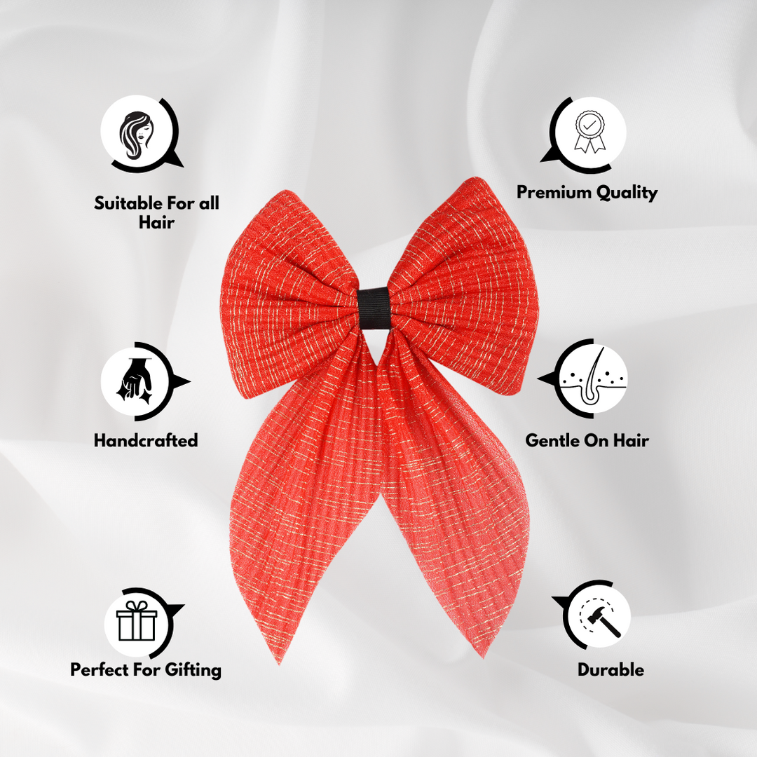 Non-Slip Hair Bow Clip for All Occasions Red Colour Pack of 1