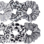 Load image into Gallery viewer, Hair Scrunchies Black &amp; White Patterned Set of 6
