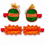 Load image into Gallery viewer, Radhu &amp; Kabby Diwali Festive Hair Clips for Girls &amp; Women | Embroidered Sutli Bomb &amp; Dhamaka Hair Accessories | Set of 4