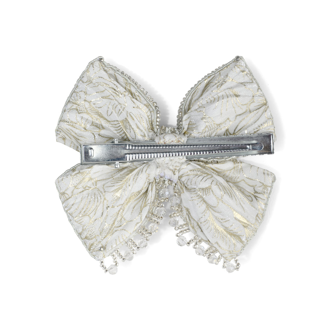 Handmade Silver Embellished Hair Bow for Girls & Women