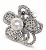 Load image into Gallery viewer, Radhu &amp; Kabby Mini Metal Pearl Flower Hair Claw Clips | Black, Silver &amp; Gold Pack of 3
