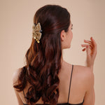 Load image into Gallery viewer, Handmade Golden Embellished Hair Bow for Girls &amp; Women
