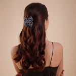 Load image into Gallery viewer, Handmade Black Embellished Hair Bow for Girls &amp; Women
