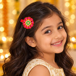 Load image into Gallery viewer, Radhu &amp; Kabby Diwali Embroidered Hair Clips for Girls &amp; Women | Festive Rangoli &amp; Decorative Hair Accessories | Set of 4