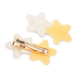 Load image into Gallery viewer, Star Alligator Hair Clips Hairpins - Yellow &amp; White Set of 2
