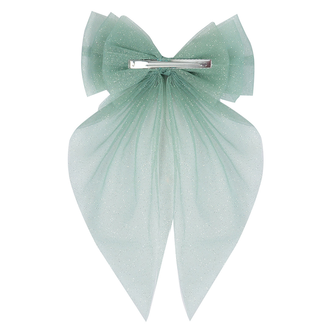 Hair Bows Clips for Women Light Green & Peach Colour Set of 2