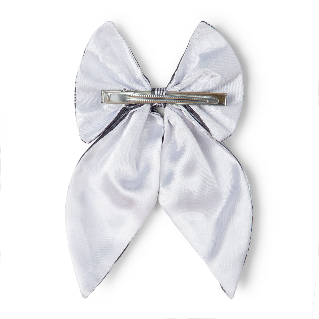 Handmade Satin Hair Bow Classic Black & White Pack of 2