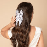 Load image into Gallery viewer, Trendy Satin Hair Bow for Women Black &amp; White Colour Set of 2
