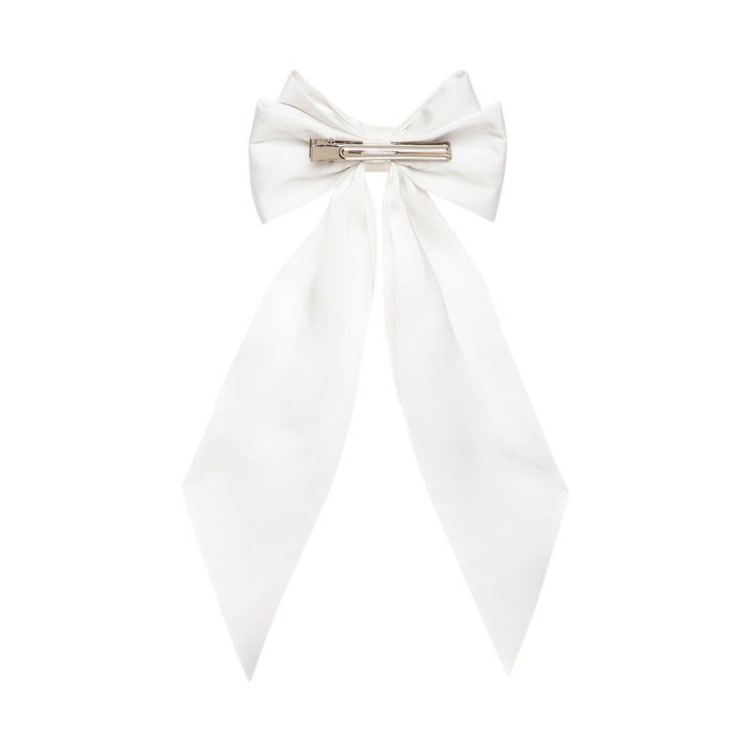 Satin Hair Bow Clips Black & White Set of 2