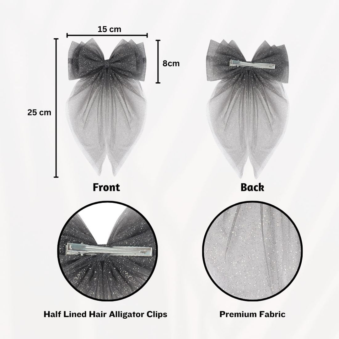 Hair Bow Pins for Girls White & Black Set of 2