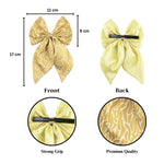 Load image into Gallery viewer, Satin Gold Patterned Hair Bow Clip For Women &amp; Girls Set of 1
