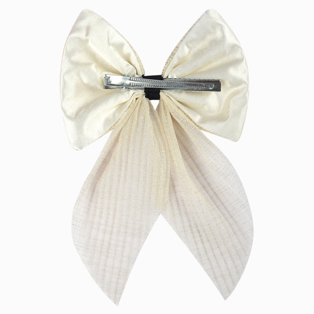 Trendy Hair Bow Clip For Girls White Colour Pack of 1