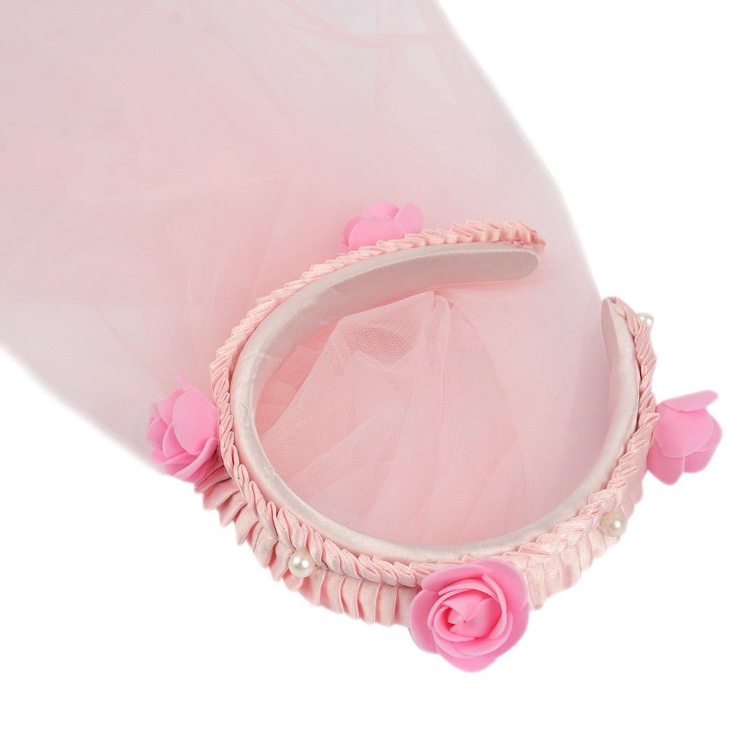 Pink Floral Veil Headband Elegant Bridal Accessory Pack of 1